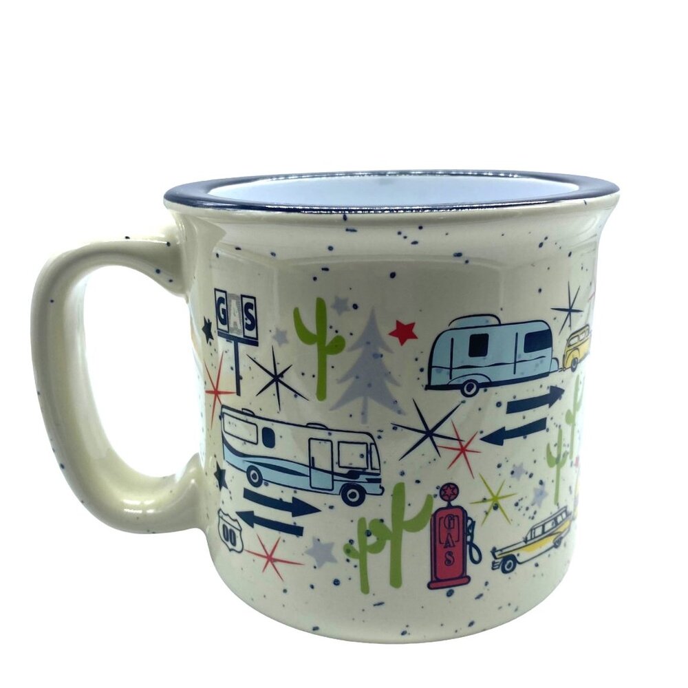 Camp Casual Wanderlust RV Adventure‎ Camping Camper Ceramic Coffee Mug Cup 3.5”